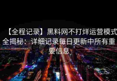 【全程记录】黑料网不打烊运营模式全揭秘：详细记录每日更新中所有重要信息