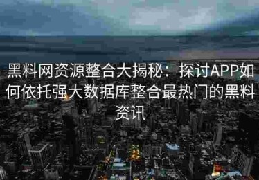 黑料网资源整合大揭秘：探讨APP如何依托强大数据库整合最热门的黑料资讯