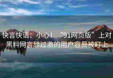 快言快语：小心！“91网页版”上对黑料网言辞过激的用户容易被盯上