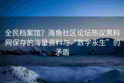 全民档案馆？海角社区论坛热议黑料网保存的海量资料与“数字永生”的矛盾
