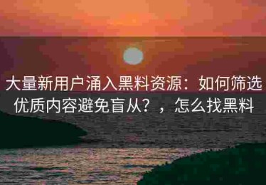 大量新用户涌入黑料资源：如何筛选优质内容避免盲从？，怎么找黑料