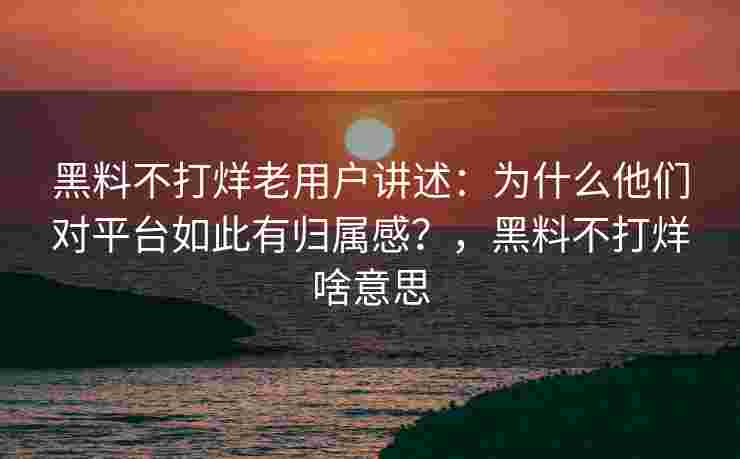 黑料不打烊老用户讲述:为什么他们对平台如此有归属感?,黑料不打烊啥意思 黑料不打烊老用户讲述:为什么他们对平台如此有归属感?,黑料不打烊啥意思