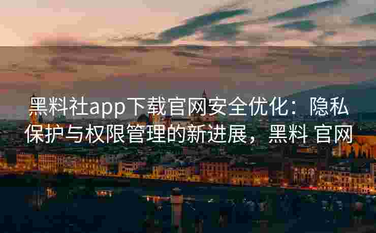 黑料社app下载官网安全优化：隐私保护与权限管理的新进展，黑料 官网