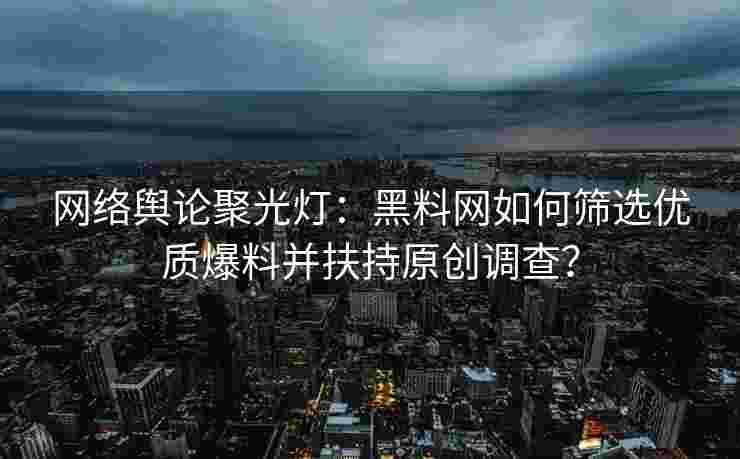网络舆论聚光灯：黑料网如何筛选优质爆料并扶持原创调查？