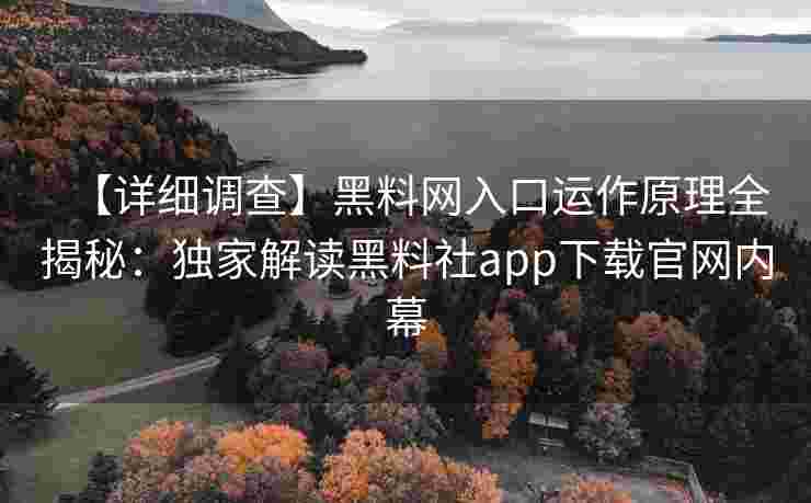 【详细调查】黑料网入口运作原理全揭秘：独家解读黑料社app下载官网内幕