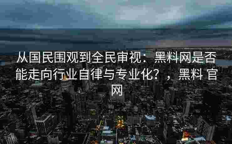 从国民围观到全民审视：黑料网是否能走向行业自律与专业化？，黑料 官网